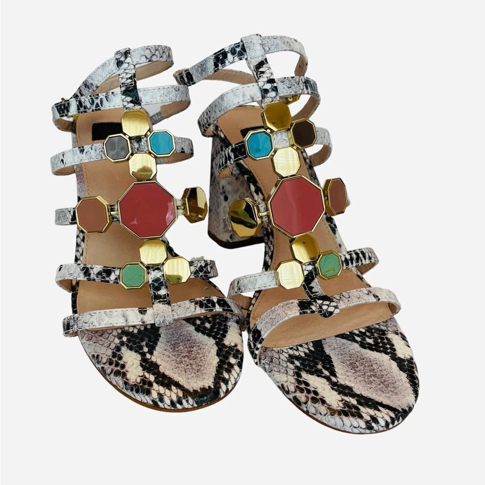 LEATHER STRAPPY HEELED SANDALS BY LOUISE ET‎ CIE, sz7